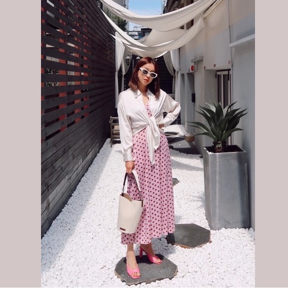 Zara Dresses Nwt Zara Polka Dot Lilac Purple Toffee Brown Slip